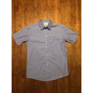 Gold Label Roundtree & Yorke Mens NonIron EZ Wash Blue Short Sleeve Shirt 15 1/2